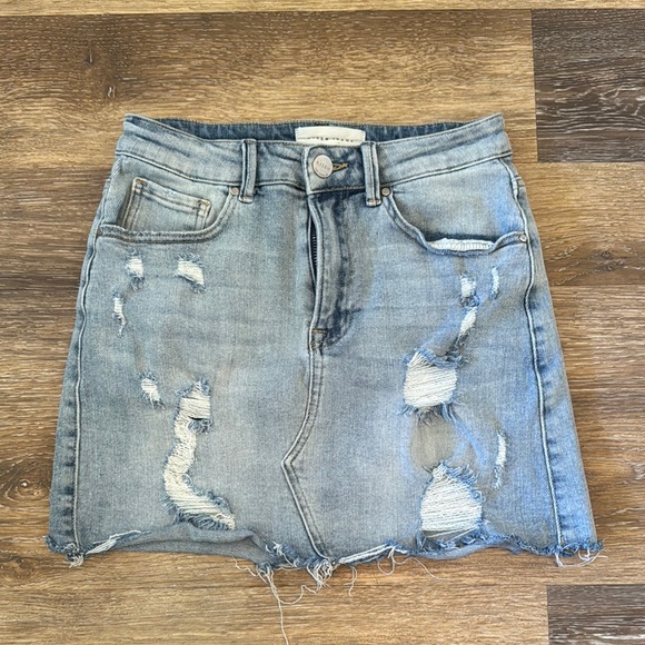COPY - Risen Distressed Denim Skirt - Picture 1 of 10